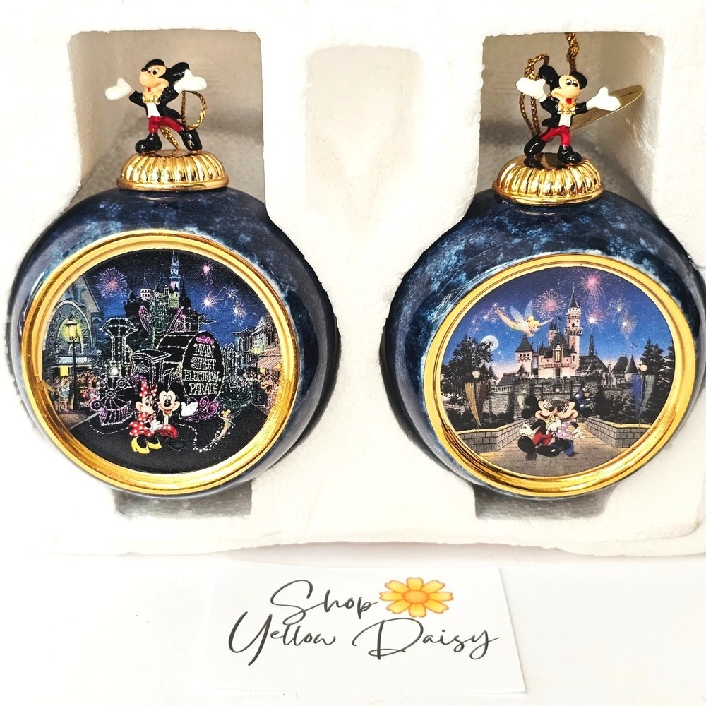 Disney Porcelain Ornament Set Sleeping Beauty Castle Main Street Parade Mickey
